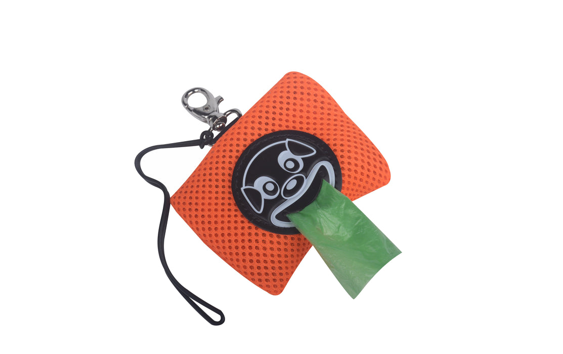 Mesh Smiley Dog Poo Bag Dispenser Fluo Orange