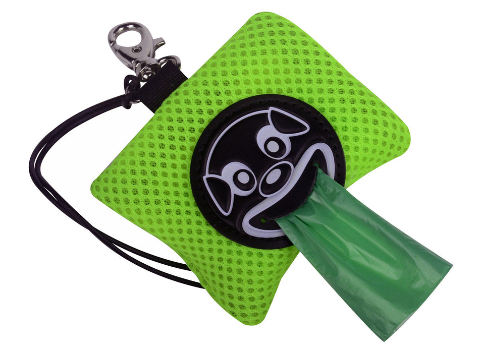 Mesh Smiley Dog Poo Bag Dispenser Fluo Green