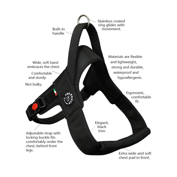 Primo Plus Onyx Black Reflective Harness with Handle